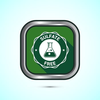 Sulfate free icon design illustration. No sulphate badge label for product warranty, Green shadow button design vector