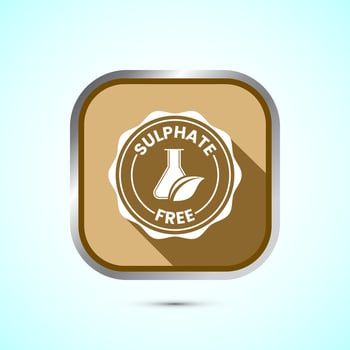 Sulfate free icon design illustration. No sulphate badge label for product warranty, Gold shadow button design vector