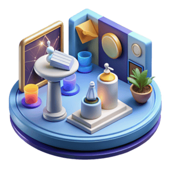 serene contemporary Serene 3D Room Scene Tabletop Still Life professional png