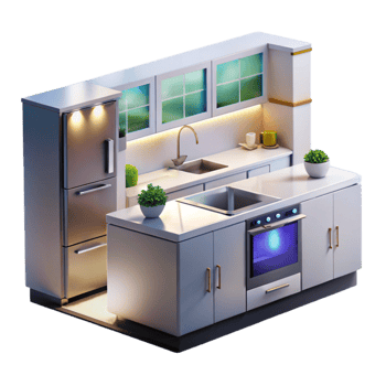 dramatic rustic Modern Kitchen Design Island, Cabinets, Appliances professional png