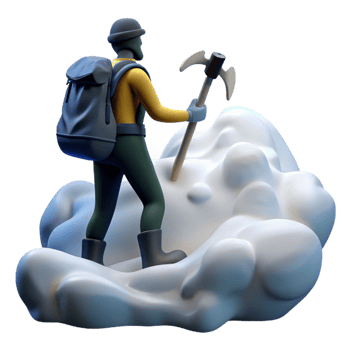 vibrant rustic Climber Ascending Snowy Peak with Ice Axe professional png