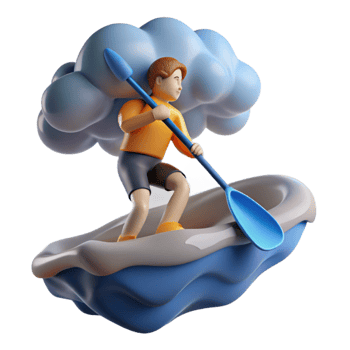 elegant modern Paddleboarding Through the Clouds A Journey of Data Management 4K png