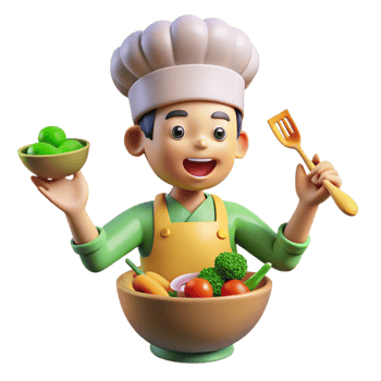 Chef Junior and His Veggie Bowl png