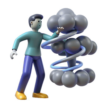 serene contemporary 3D Character Facing a Spiral Explosion exclusive png