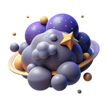 stunning modern Cosmic Dreamscape 3D Render of Abstract Celestial Forms original png