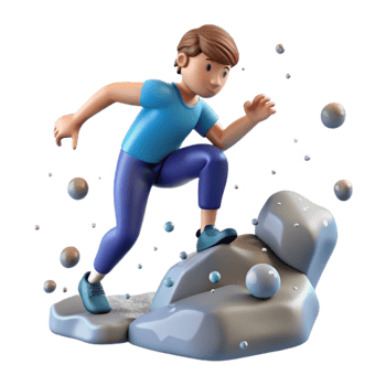 impressive modern Boy Climbing Rocks 3D Animation of an Active Child authentic png