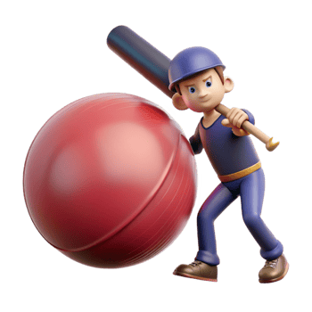 impressive artistic Cartoon Baseball Player with Ball Bat premium png