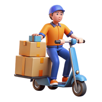 dramatic abstract Fast Delivery Service Scooter Courier with Packages exclusive png