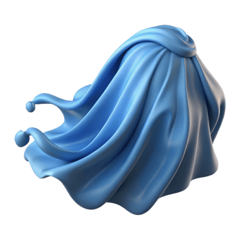 impressive artistic Blue Fabric Drape 3D Render of Flowing Cloth high resolution png
