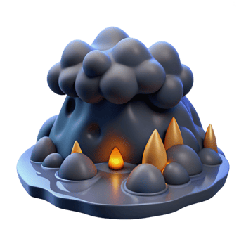dramatic abstract Stylized 3D Volcanic Landscape with Clouds original png