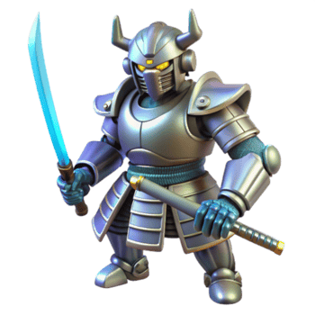 impressive traditional Metallic Samurai Warrior 3D Render high quality png