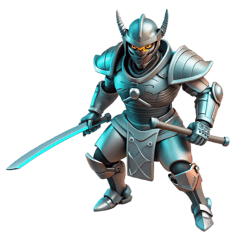 impressive vintage Steel Samurai Fantasy Warrior with Sword and Armor professional png