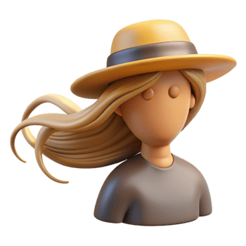 extraordinary artistic Windswept Blonde Avatar 3D Render of Woman in Hat premium png