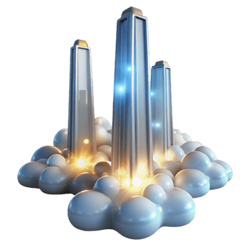 serene classic Futuristic Towers in Clouds Digital Cityscape genuine png