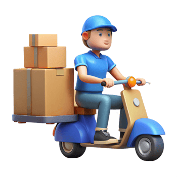 beautiful abstract Fast Delivery Service Scooter Courier with Packages high quality png