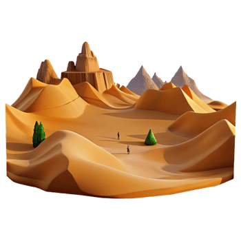 wonderful traditional Desert Landscape Sand Dunes, Mountains, and Travelers 4K png