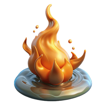 magnificent creative 3D Render Abstract Flame on Liquid Surface premium png