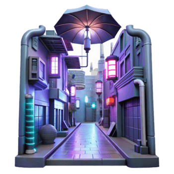 beautiful vintage Cyberpunk Alleyway Neon Lights, Futuristic Cityscape premium png