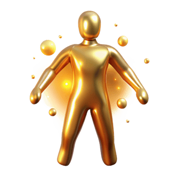 wonderful modern Golden Figure in Energy Burst Abstract 3D Render premium png