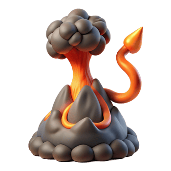elegant modern Cartoon Volcano with Lava and Smoke Plume 4K png