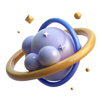 elegant abstract Abstract Cosmic Sphere 3D Render of Planets and Rings high resolution png