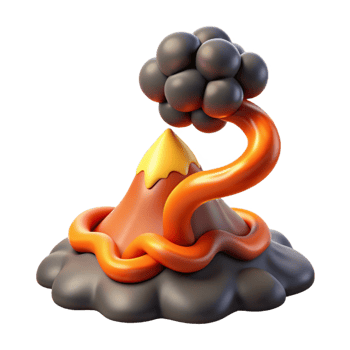 stunning vintage Cartoon Volcano with Lava and Smoke authentic png