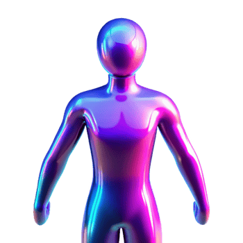 dramatic minimalist Iridescent Humanoid Figure 3D Render of a Colorful, Shiny, Abstract Person high quality png