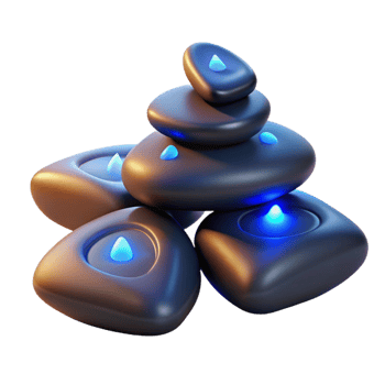 serene artistic Glowing Stones Abstract 3D Render of Stacked Rocks with Inner Lights original png