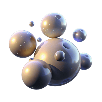 serene artistic Abstract 3D Render of Shiny Spheres high resolution png