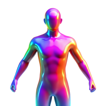 serene traditional Rainbow Humanoid 3D Model of a Colorful Figure 4K png