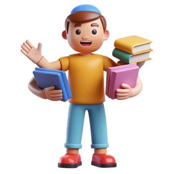 magnificent classic Student with Books Education, Learning, Knowledge, Reading, Study, School, Child, 3D Render, Books, Boy 4K png