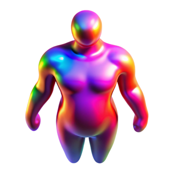 magnificent vintage Iridescent Humanoid Form 3D Render high quality png
