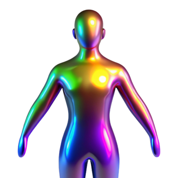 dramatic minimalist Rainbow Body 3D Render of Iridescent Humanoid detailed png