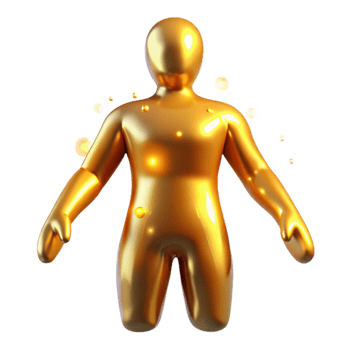 wonderful classic Golden Figure, Abstract 3D Rendering, Shiny, Smooth Surface, Digital Art authentic png