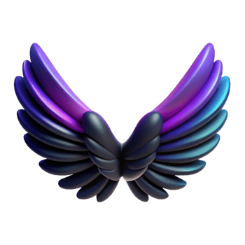 beautiful classic Neon Wings 3D Render of Abstract Avian Design original png