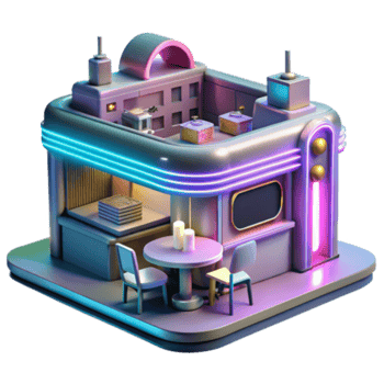 extraordinary classic Retro Diner Neon Lights, Cozy Tables, and Sweet Treats professional png