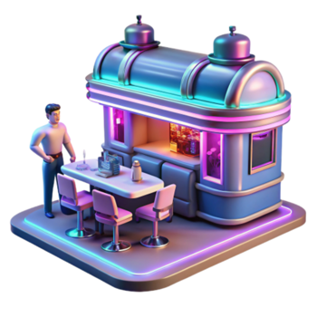serene creative Retro Diner Neon Lights, Booths Cocktails original png