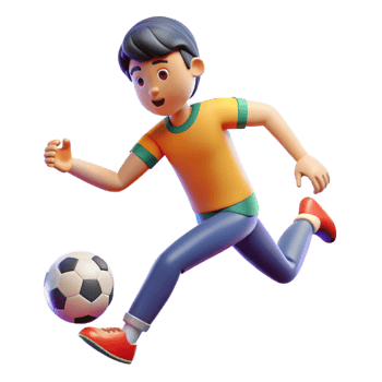 impressive contemporary 3D Cartoon Boy Kicking Soccer Ball professional png