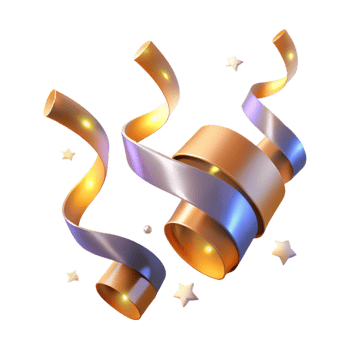 vibrant contemporary Celebration Streamers Festive Metallic Ribbons 4K png