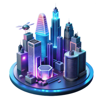 vibrant abstract Smart City Urban Development, Drone Integration, Futuristic Architecture high quality png