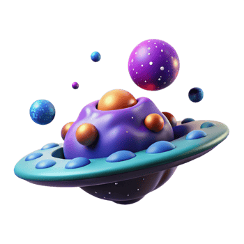 dramatic rustic Cosmic Planetary System 3D Render of Abstract Planets premium png