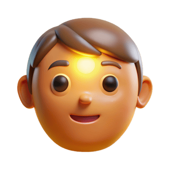 stunning traditional 3D Render Person with Glowing Forehead, Enlightenment Concept genuine png