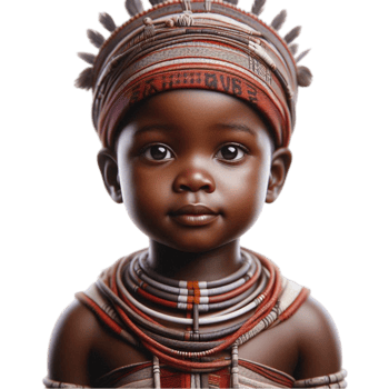 African Tribal Boy in Traditional Beadwork png