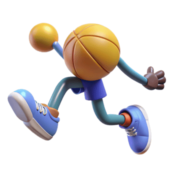 wonderful modern 3D Cartoon Basketball Player Running detailed png