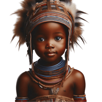 Dark-Skinned Tribal Girl with Elegant Headwear png