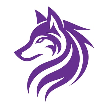 The wolf logo is purple and white vector