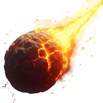 Blazing Meteorite Across Space falling at high speed png