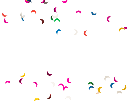 Colorful crescent shapes scattered on transparency background create vibrant and playful atmosphere png