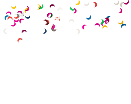 Colorful crescent shapes scattered on transparency background, creating festive atmosphere png