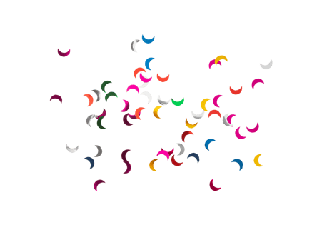Colorful crescent shapes scattered on transparency background create vibrant visual effect png